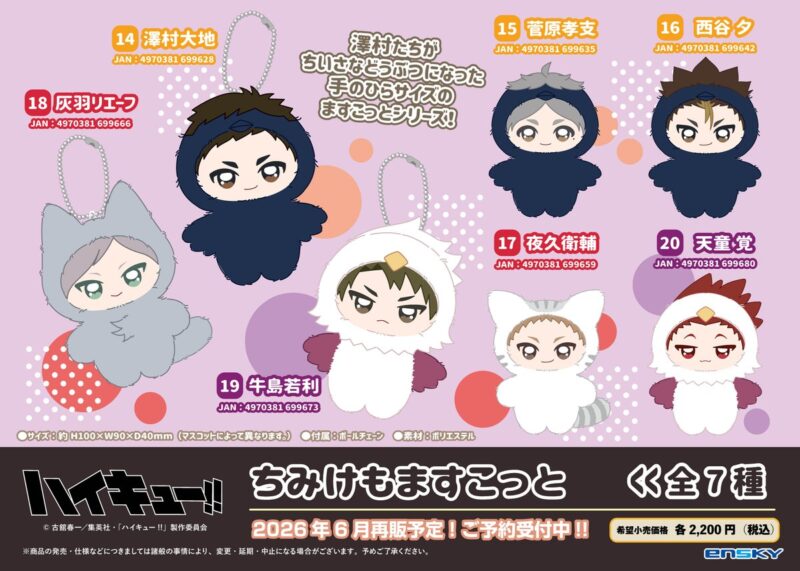 2/13結單★排球少年★動物裝吊飾娃娃vol.1/2/3再販