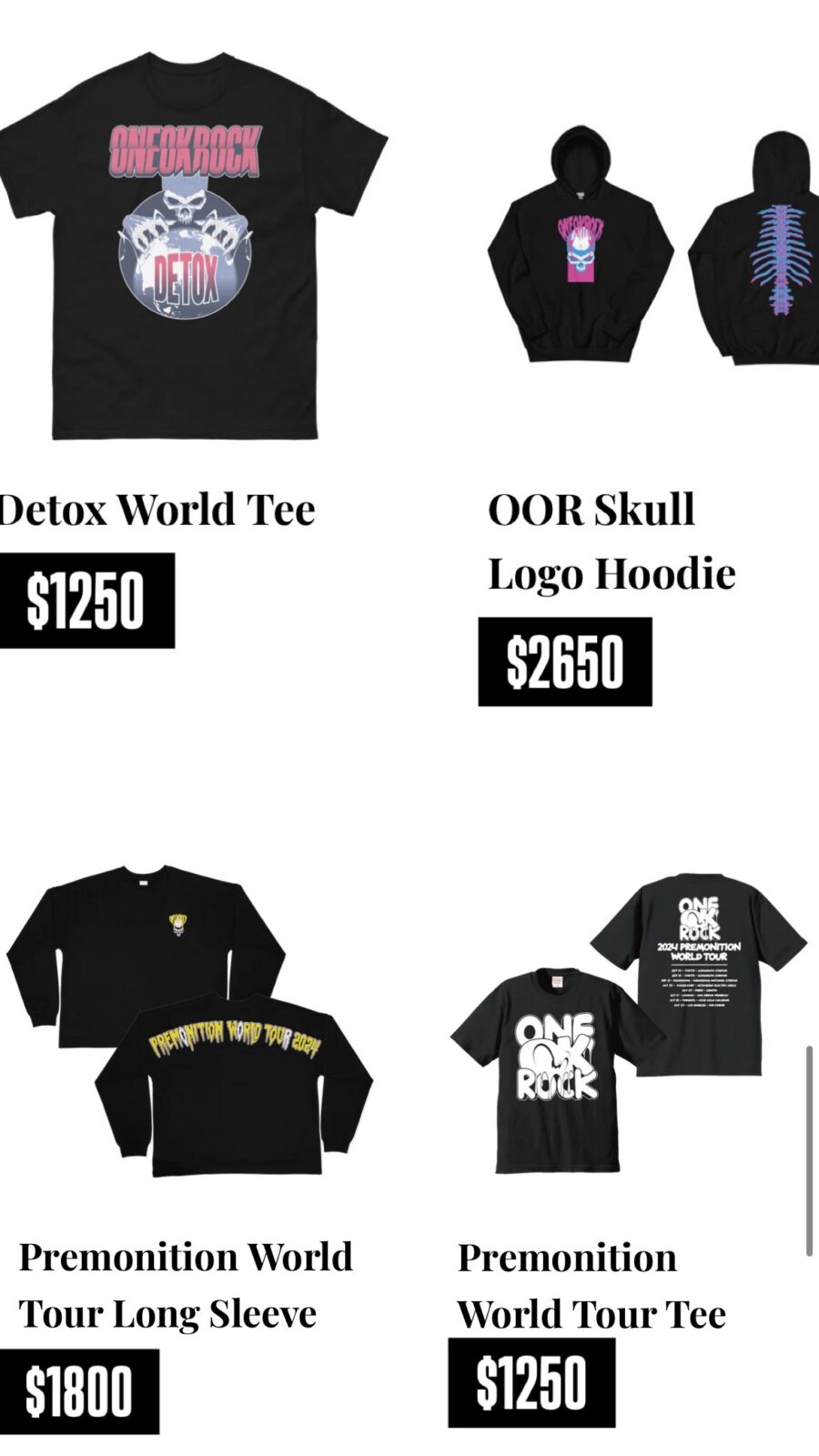 隨時結單★ONE OK ROCK★紀念服飾專用賣場